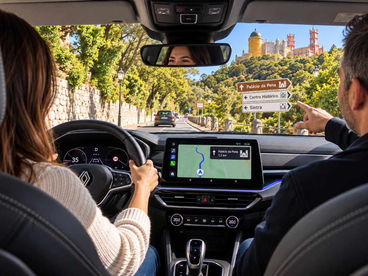Student driving in Sintra with the instructor beside her